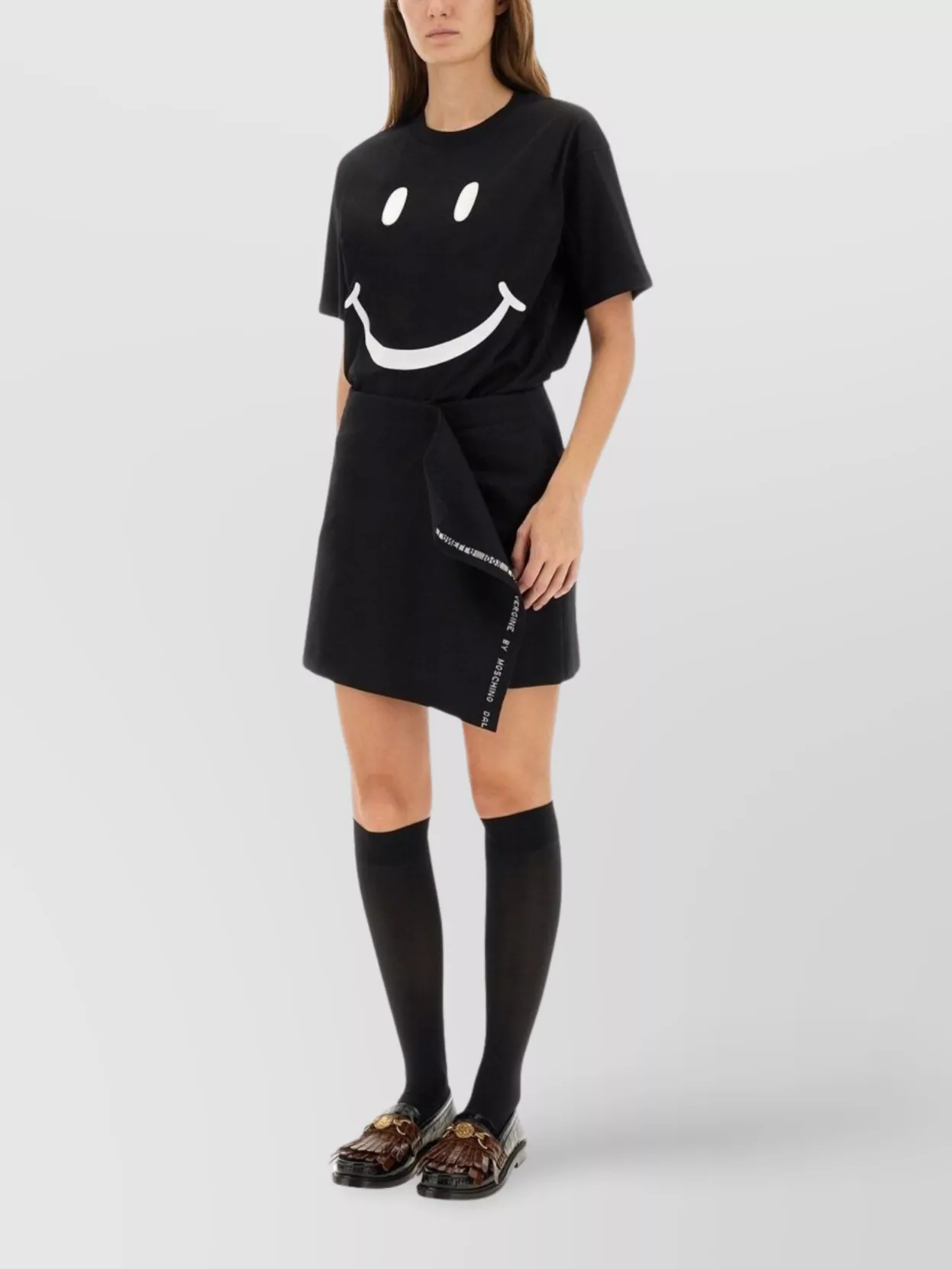 Moschino Smiley Face Print Short Sleeve Crew Neck Top