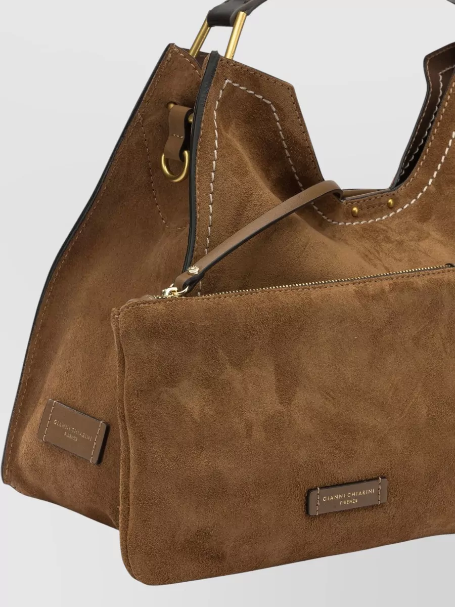Gianni Chiarini Shoulder Bag Contrast Stitching Detachable Strap
