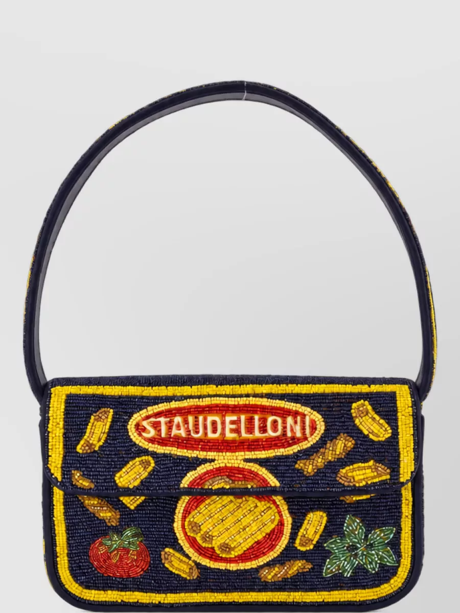 Staud tommy beaded clutch bag
