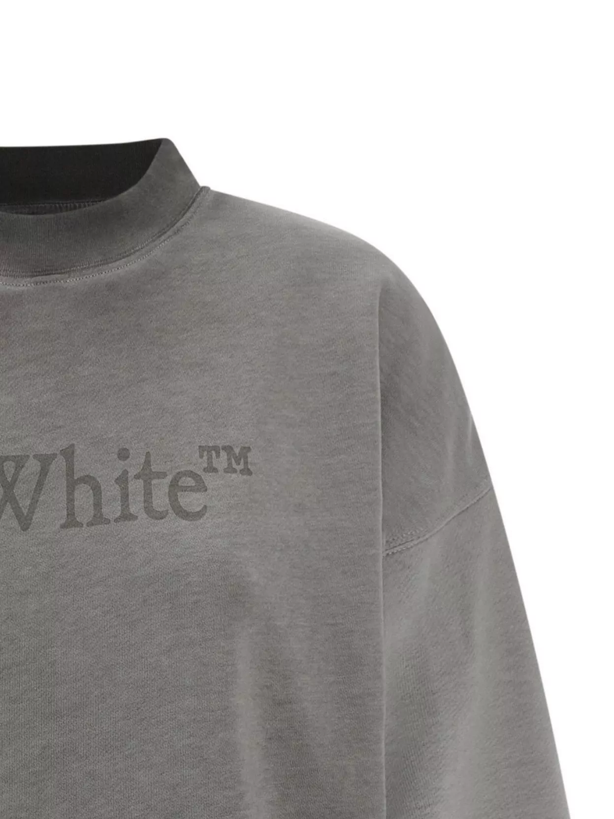 Off-White Crew Neck Sweatshirt With Long Sleeves And Ribbed Cuffs