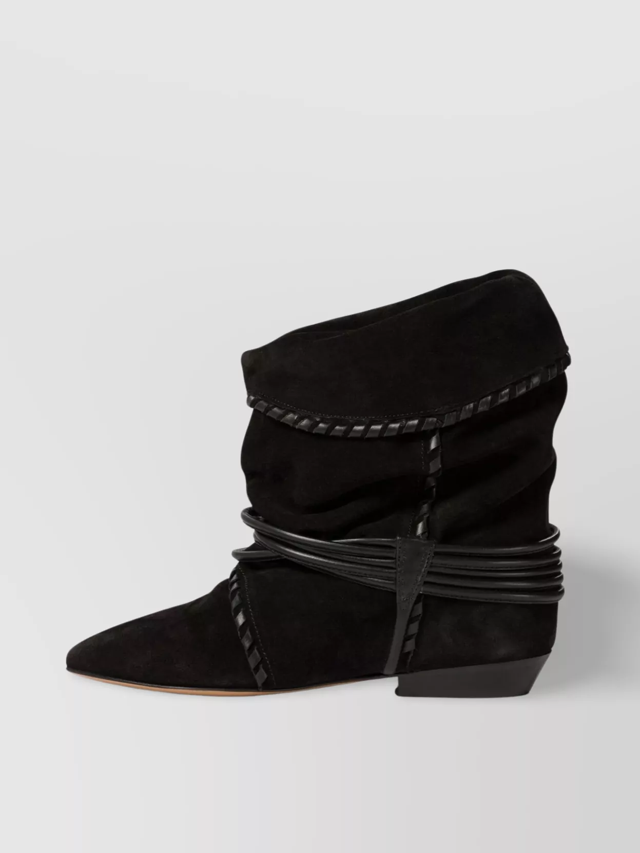 Isabel Marant Pointed Toe Suede Ankle Boots With Decorative Strap