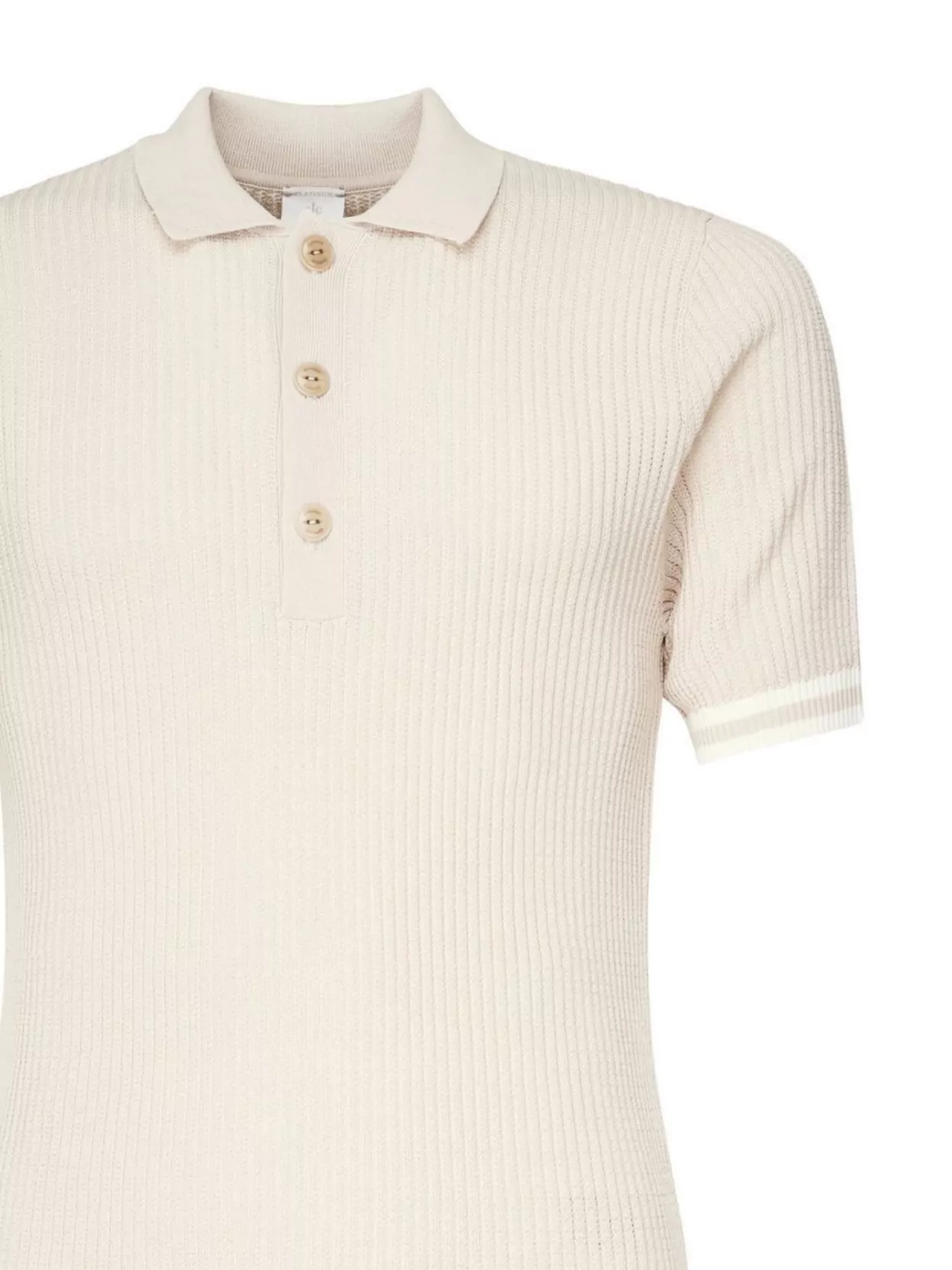 Shop Eleventy Sand Knitted Polo Button Placket