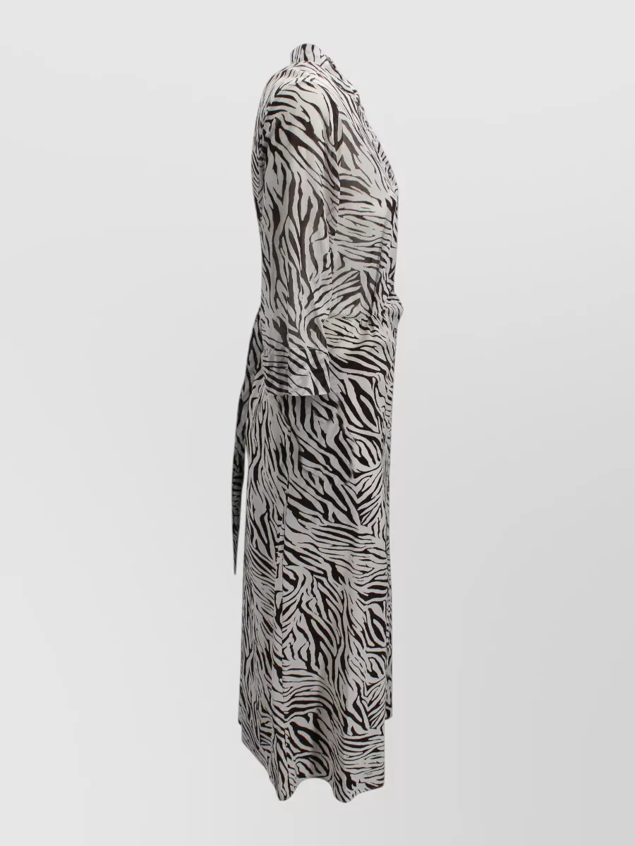 Whyci Belted Zebra Print Shirt Dress