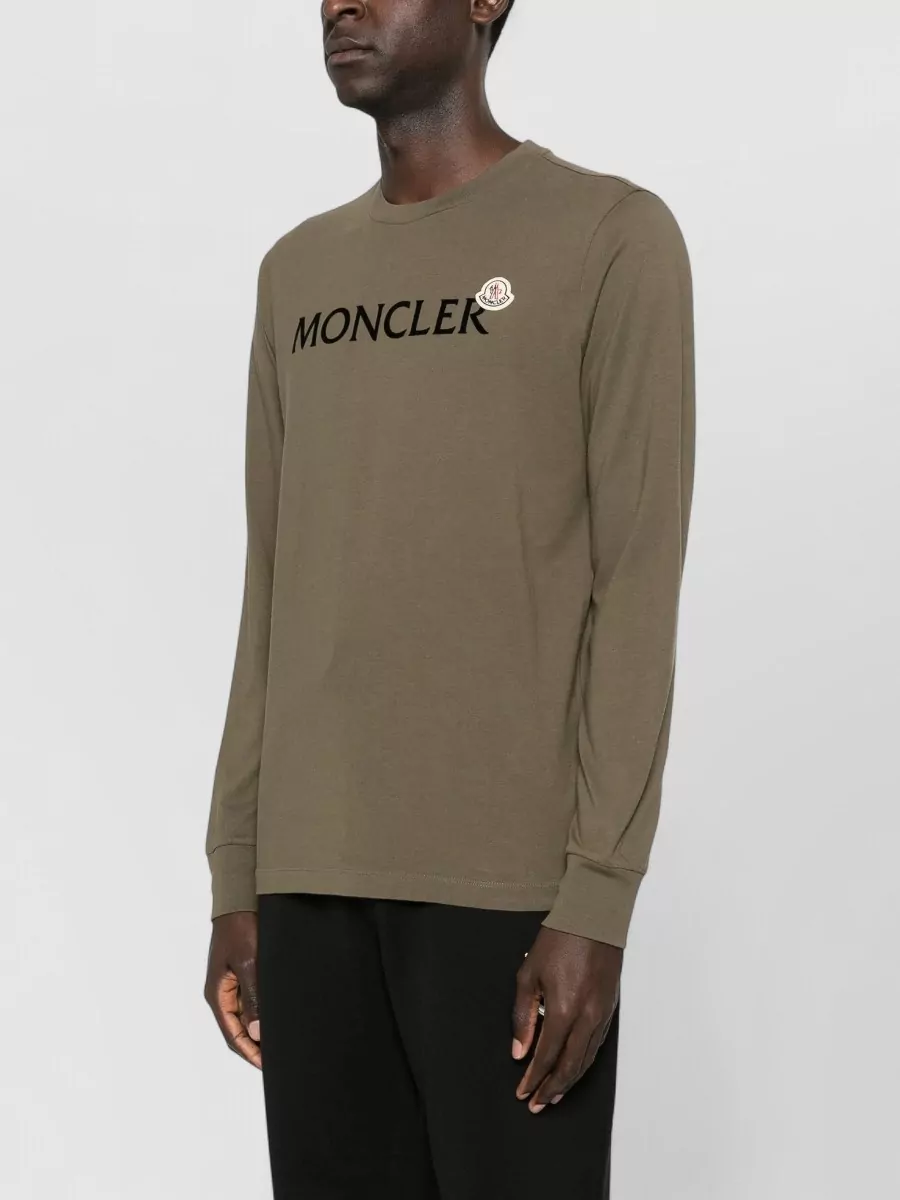 Moncler Long Sleeve Cotton Logo Crewneck T Shirt