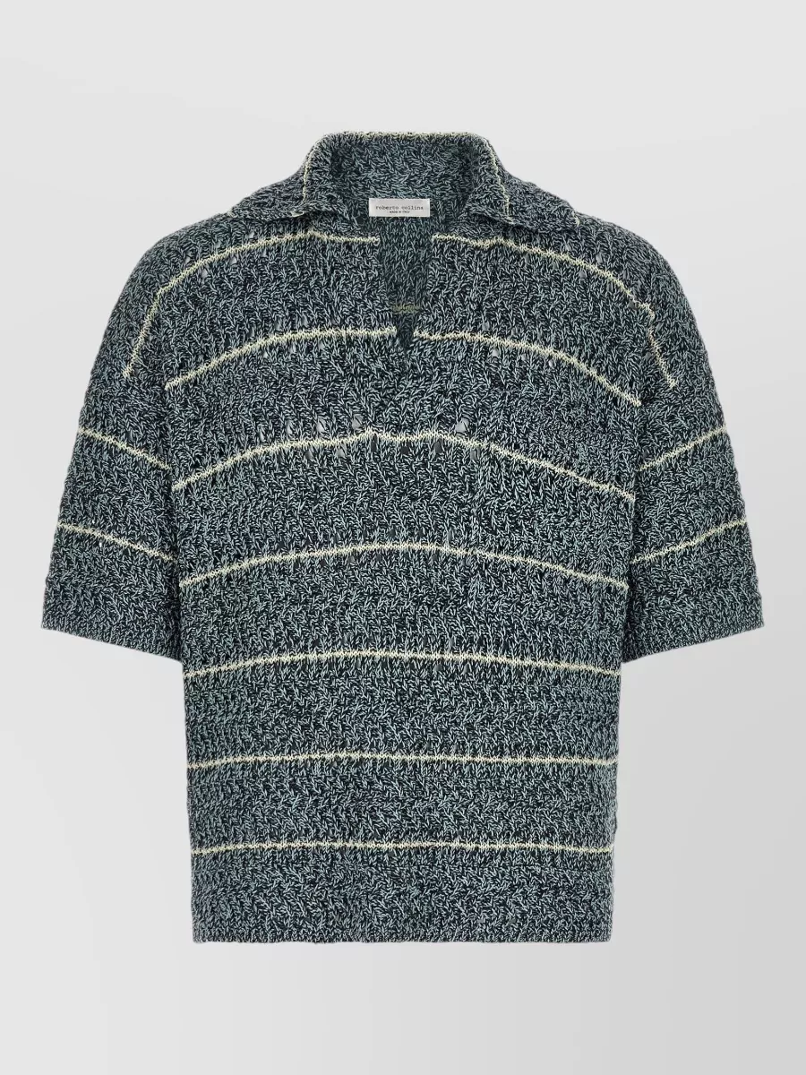 Roberto Collina mouliné fine-knit polo shirt