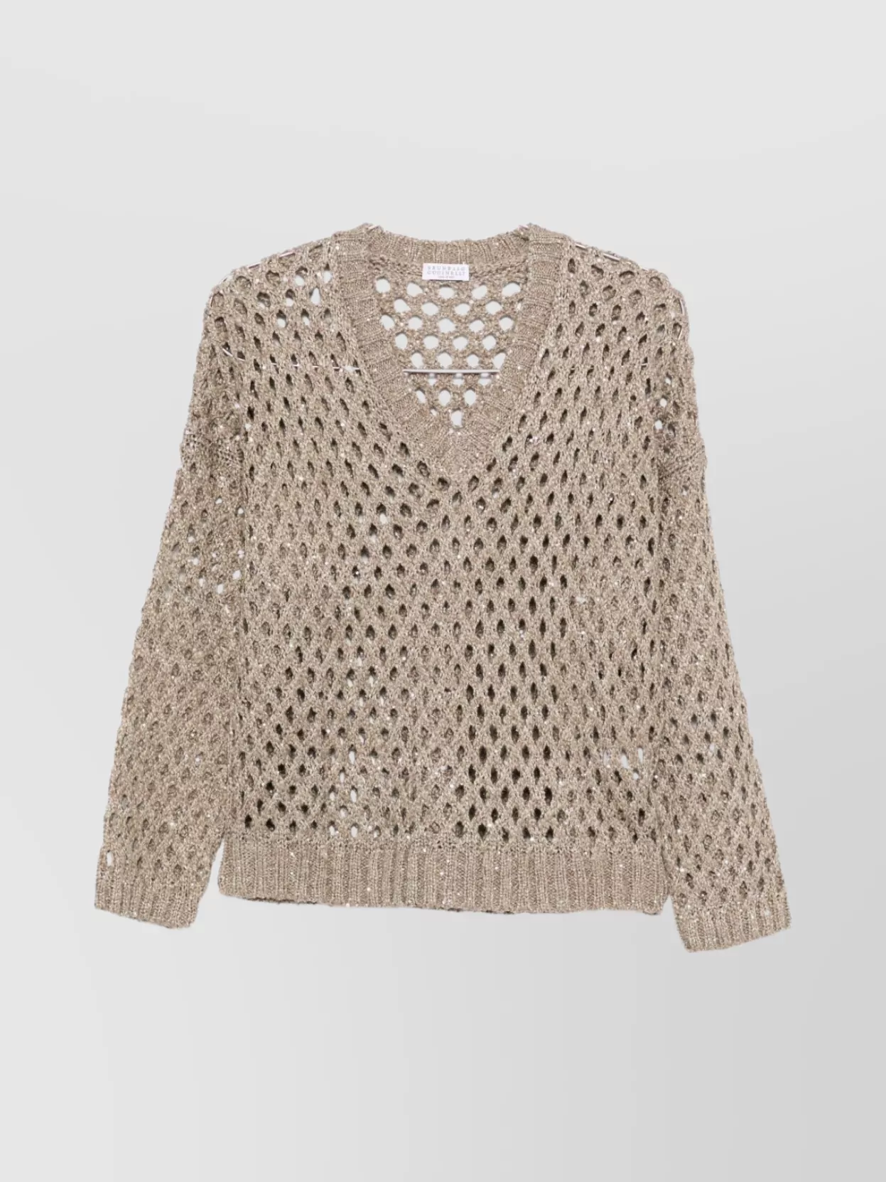 Brunello Cucinelli Sequin Embellished V-neck Knit Sweater