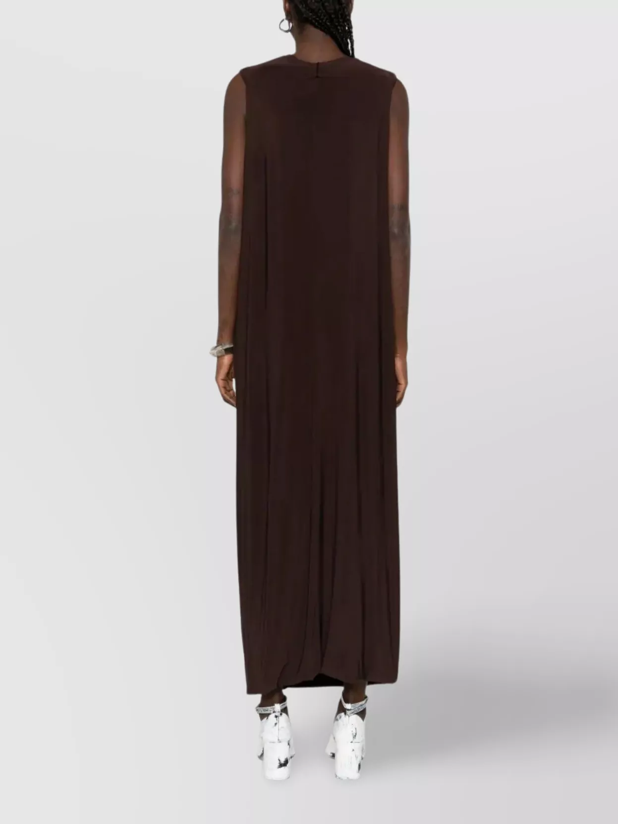 Jean Paul Gaultier Long Draped Maxi Dress In Stretch Viscose In Brown