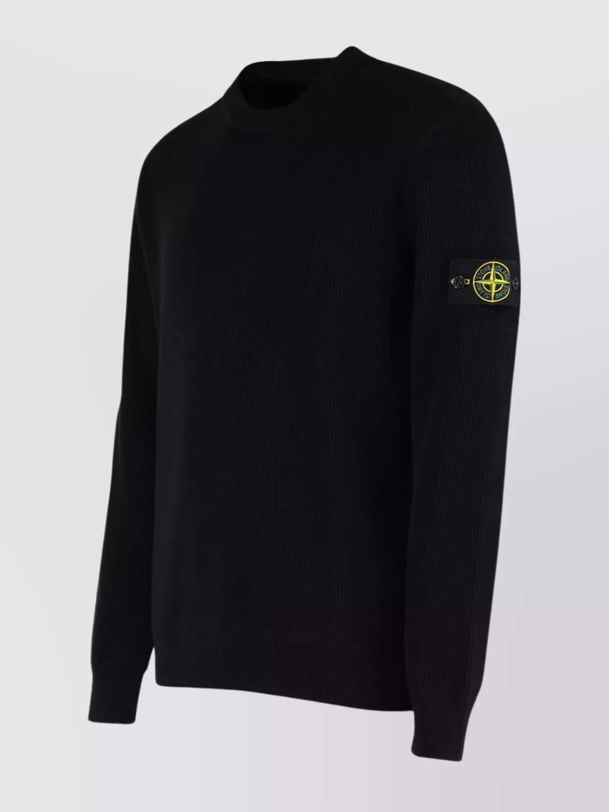 Stone Island Crew Neck Cotton Sweater With Removable Logo Patch