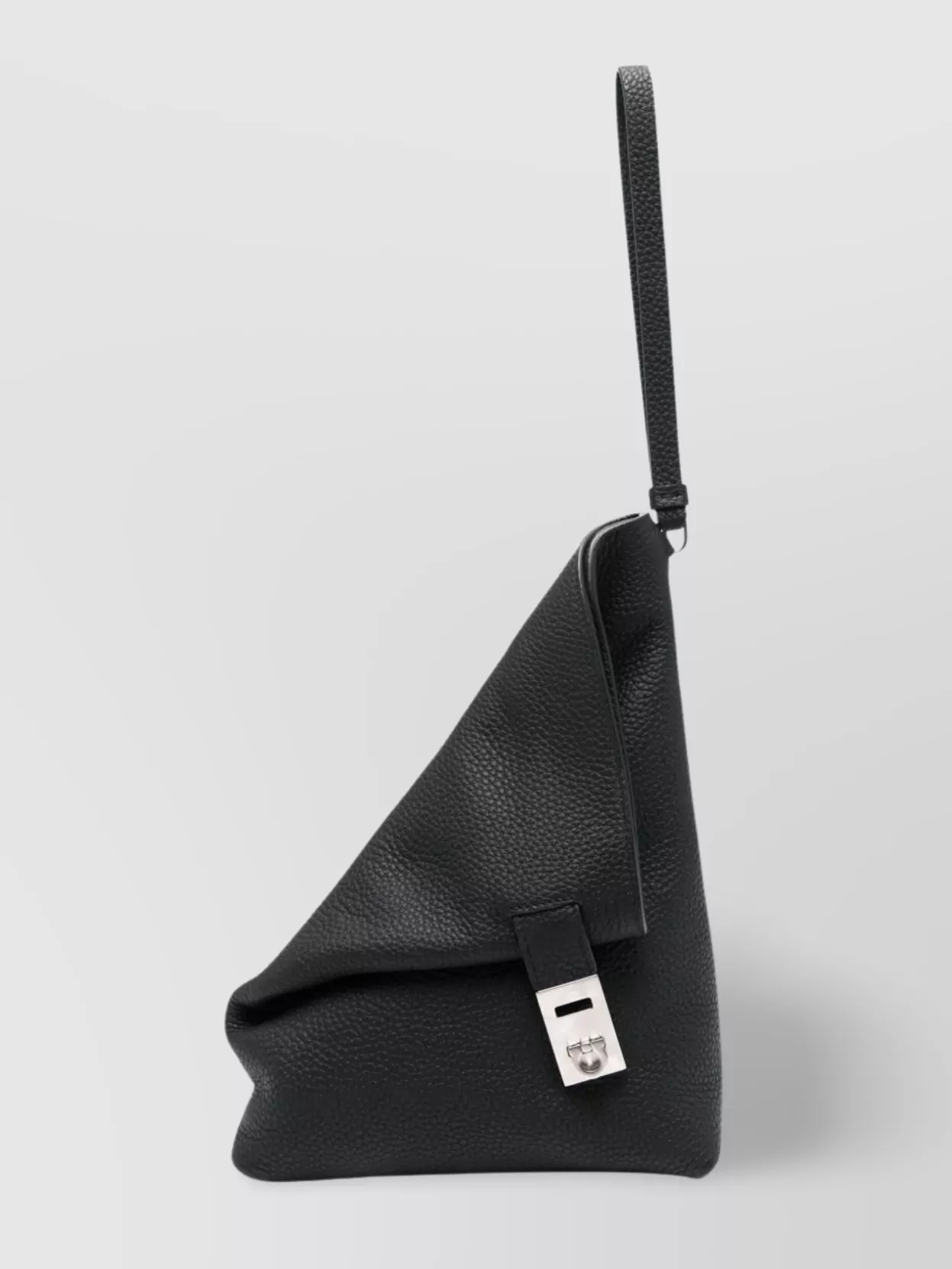 FERRAGAMO FOLDOVER LEATHER CLUTCH WITH TEXTURED WRIST STRAP