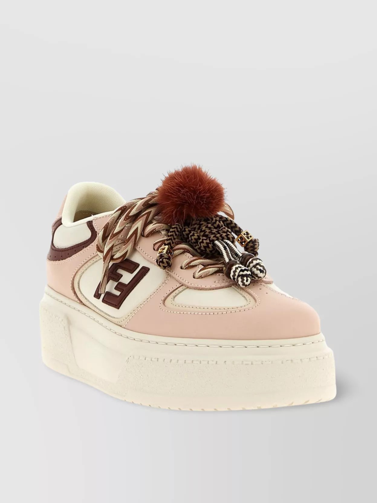 Fendi Match Platform Pom-Pom Contrast Sneakers