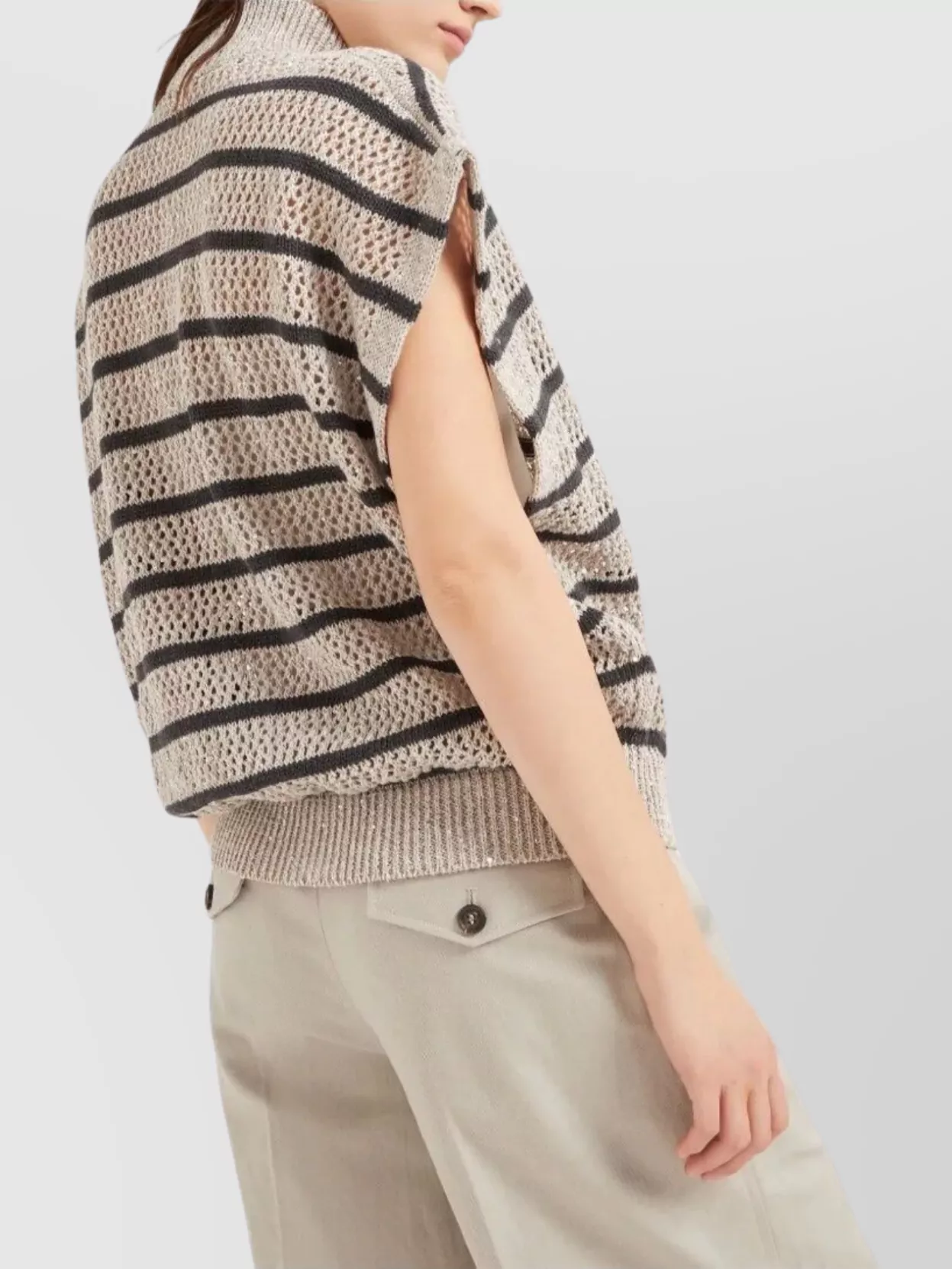 Brunello Cucinelli Knitwear With Cap Sleeves And High Collar