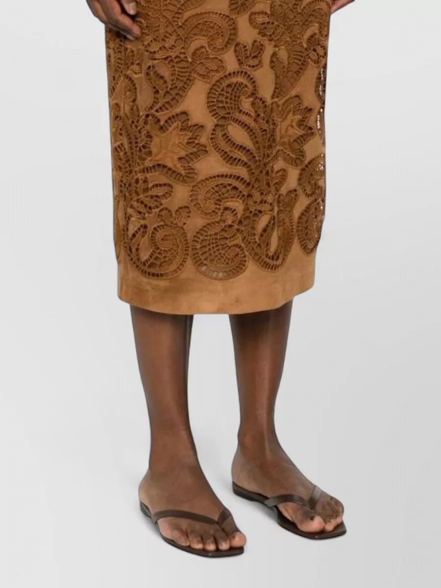 Ermanno Firenze Laser-Cut High-Rise Maxi Skirt