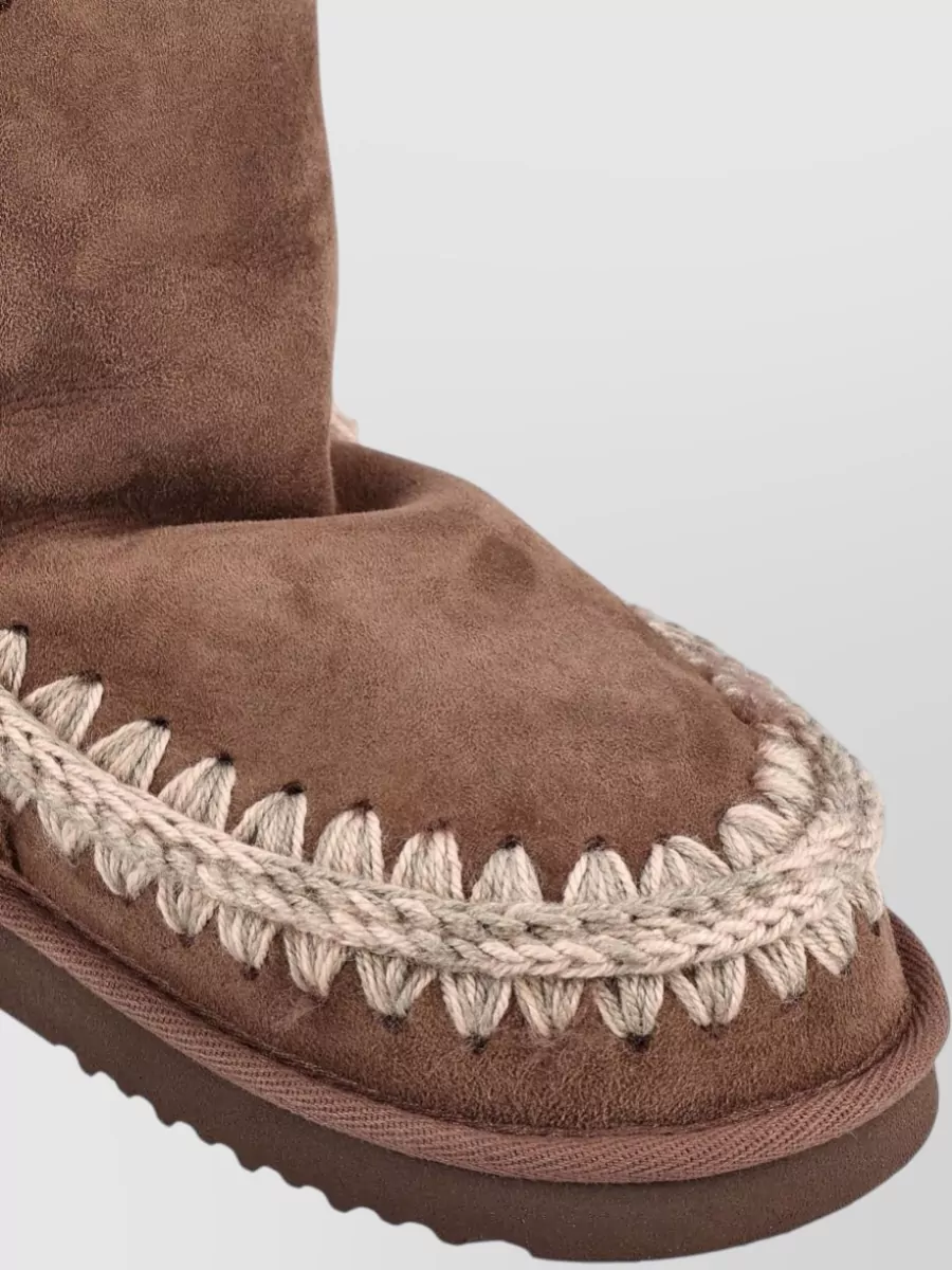 Mou Sheepskin Crochet Trim Slippers