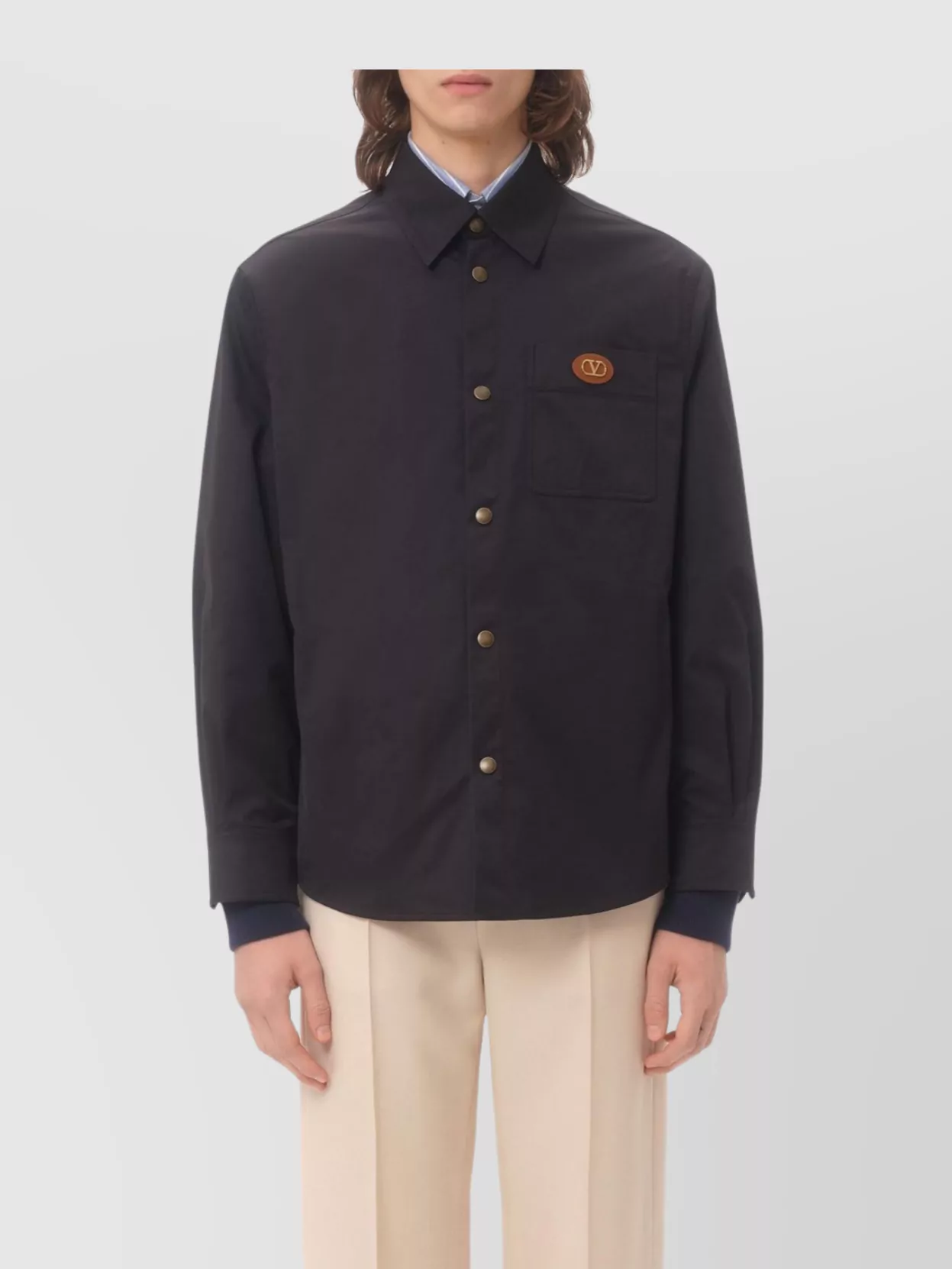 Valentino Garavani Nylon Shirt Jacket With Rubberized V Detail