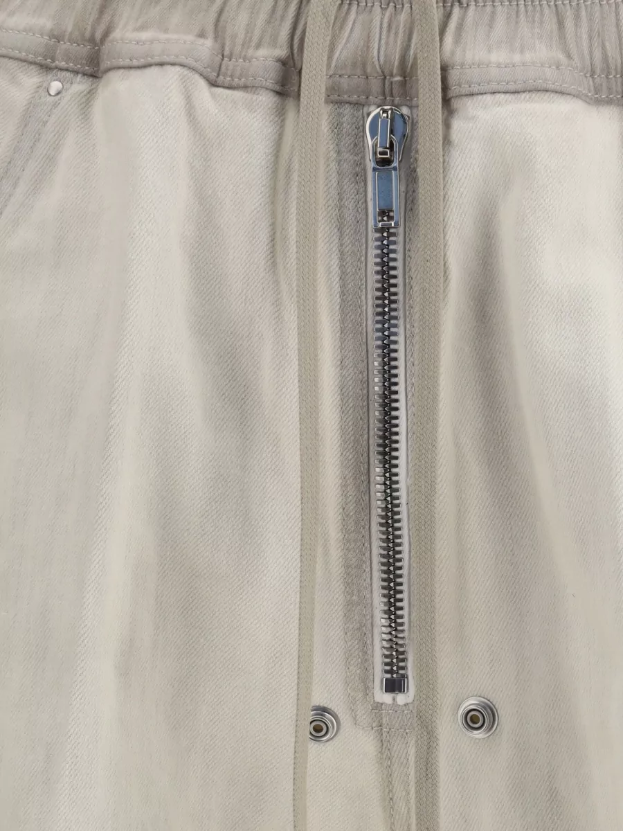 Rick Owens Denim Low-Rise Wide-Leg Cargo Shorts
