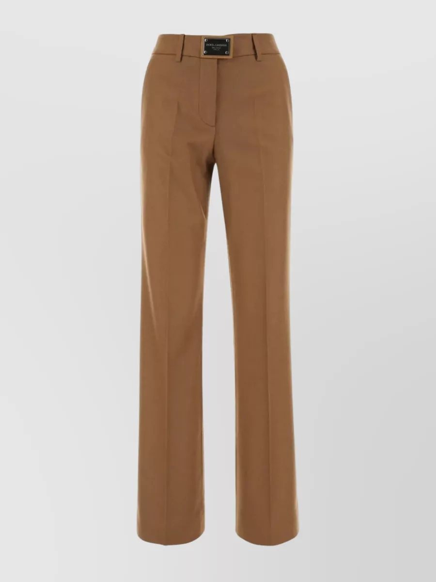 Shop Dolce & Gabbana Wide-leg Wool Trousers With Front Pleats In Brown