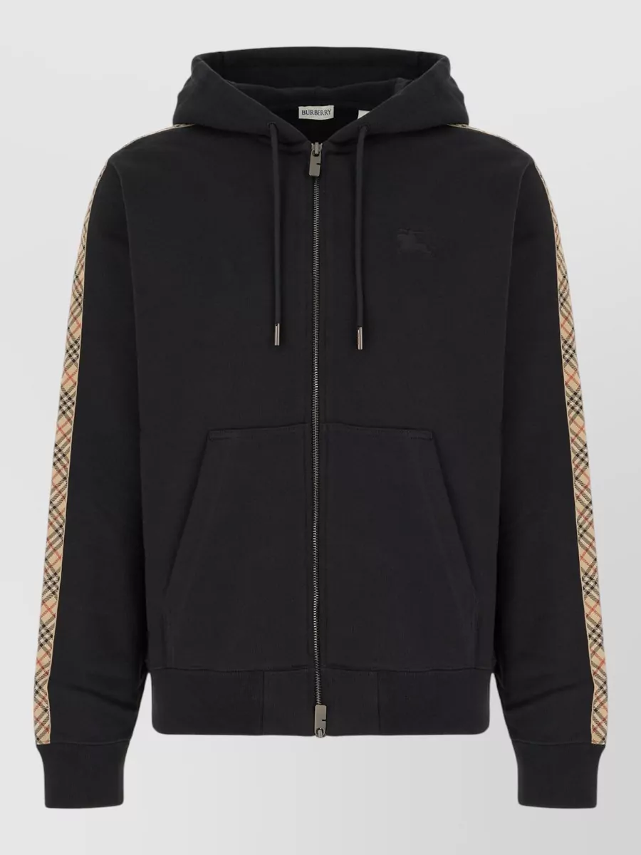 Burberry cotton zip-up hooded sweatshirt