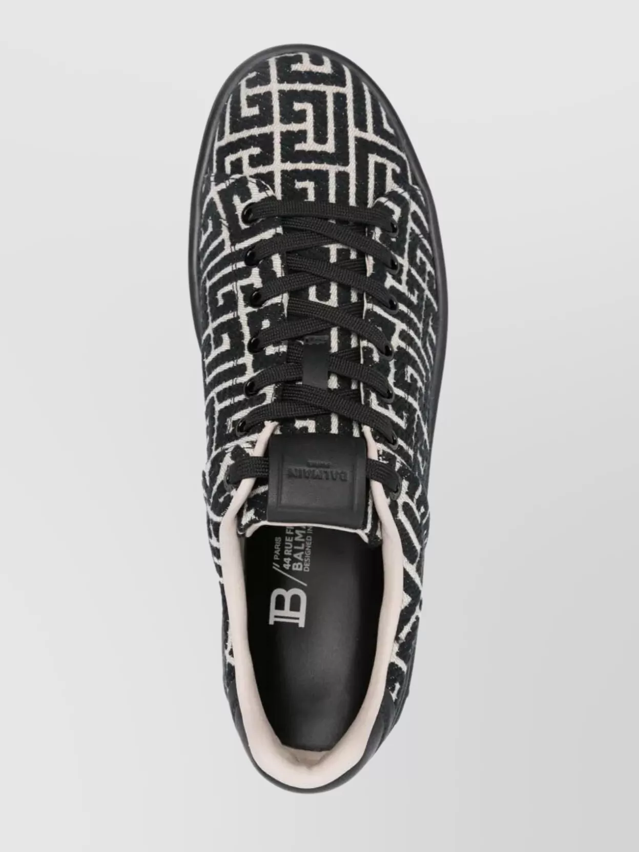 Balmain Sneakers Jacquard Monogram Leather Insert