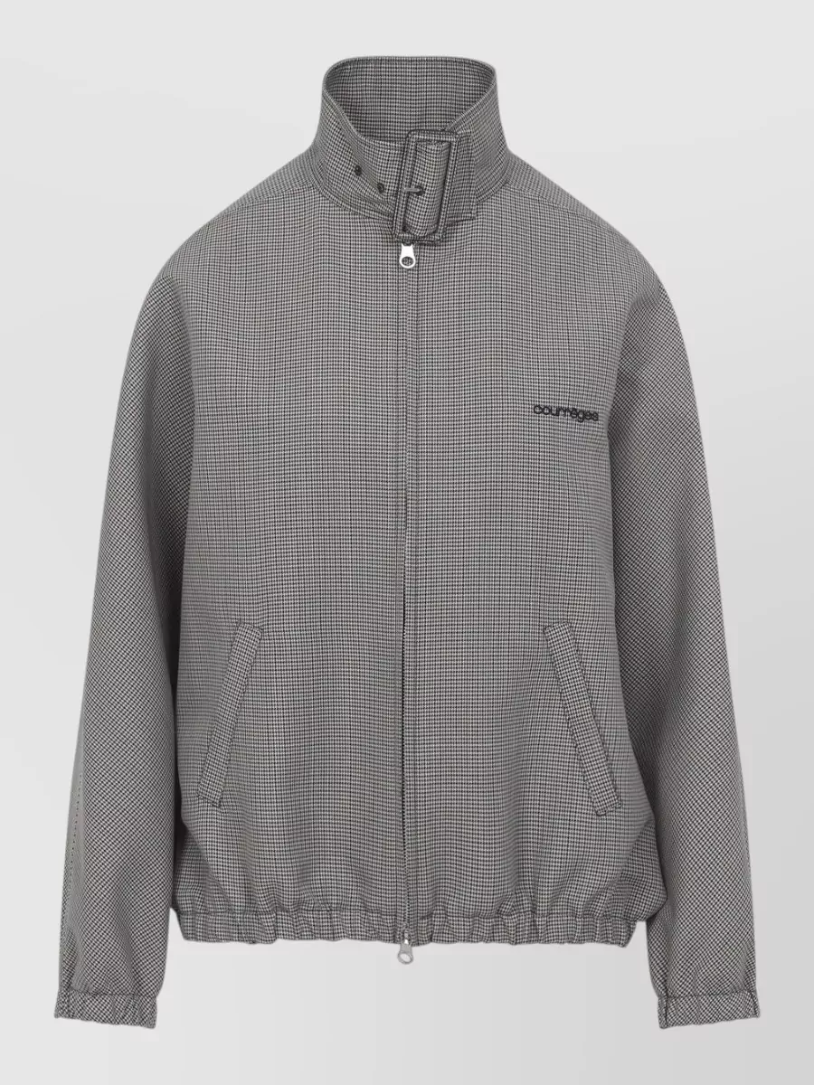 Courrèges Houndstooth Bomber Jacket High Collar