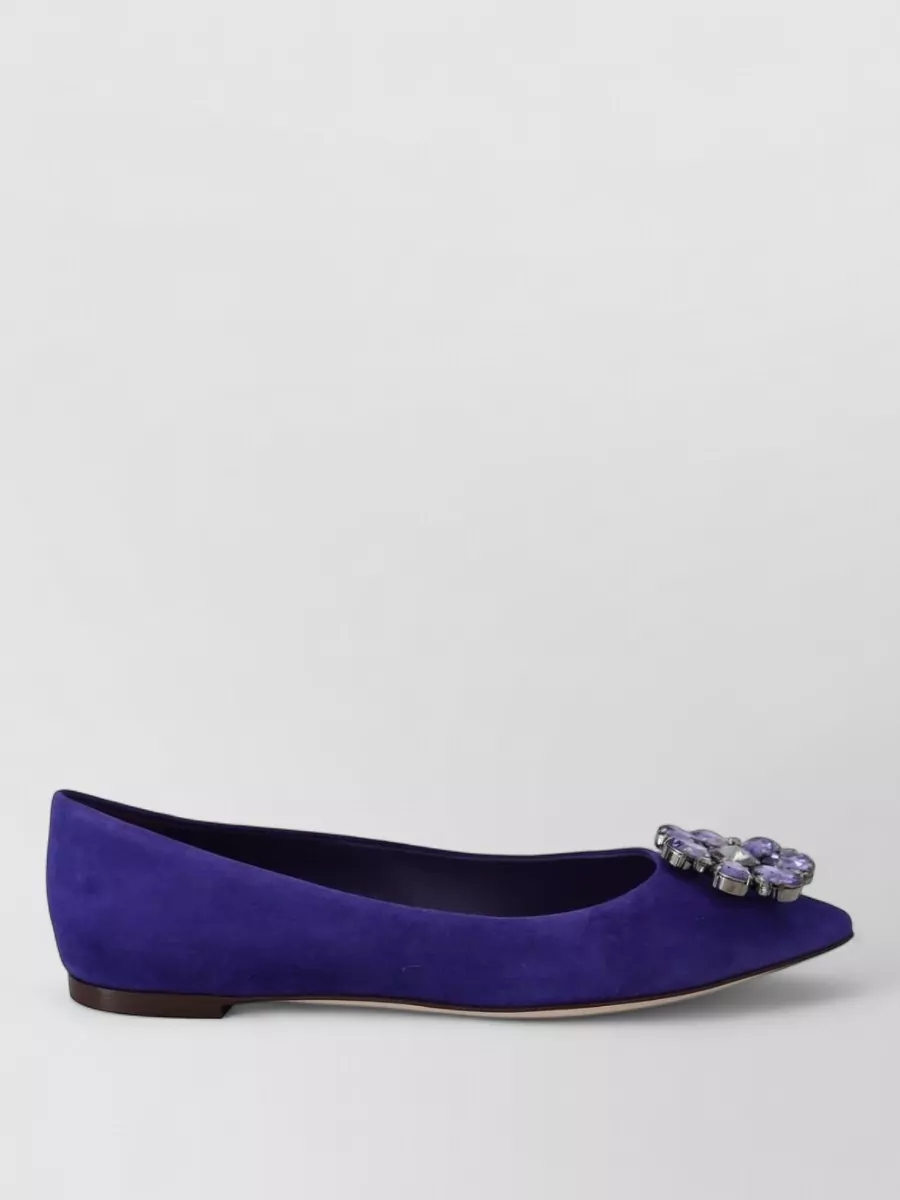 Dolce&Gabbana Suede Crystal-Embellished Ballerina Shoes