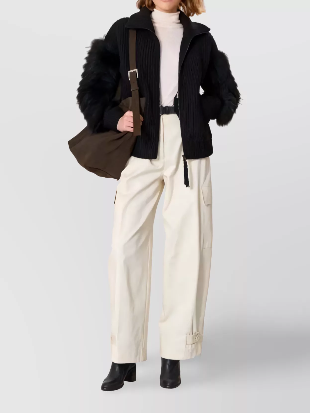 P.a.r.o.s.h Wide-leg Cargo Trousers And Pockets In Neutral