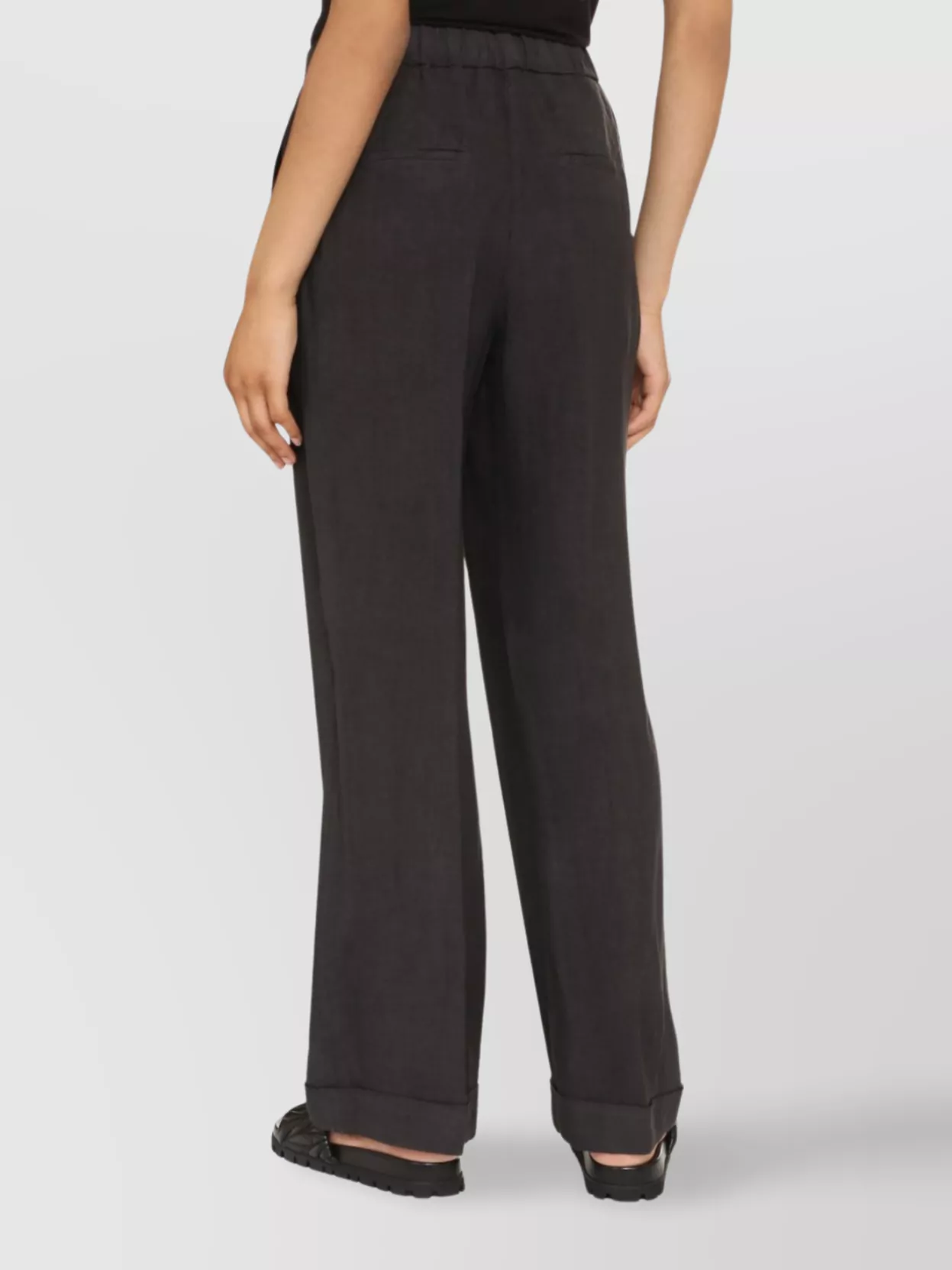 Peserico Linen Trousers With Cuffed Hem And Drawstring Waist