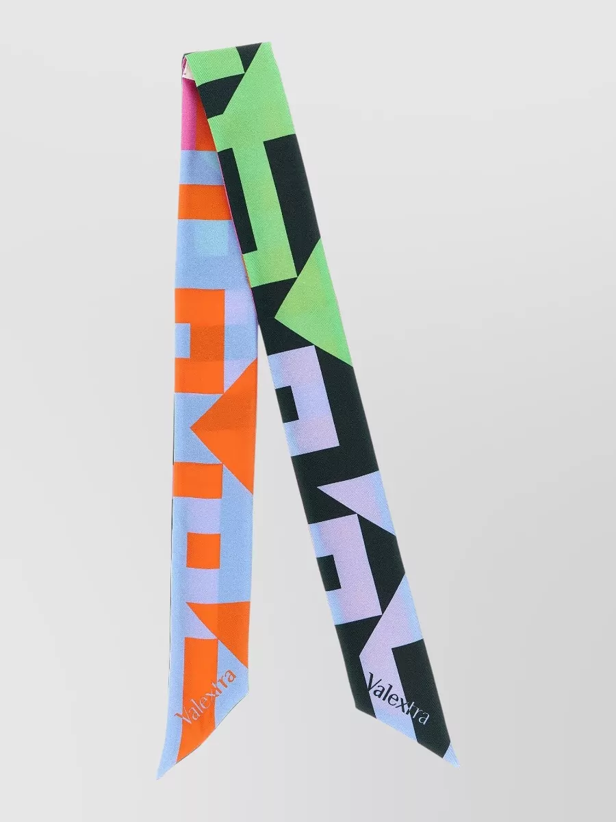 Valextra Love Lines Silk Ribbon Rectangular Scarf In Multi