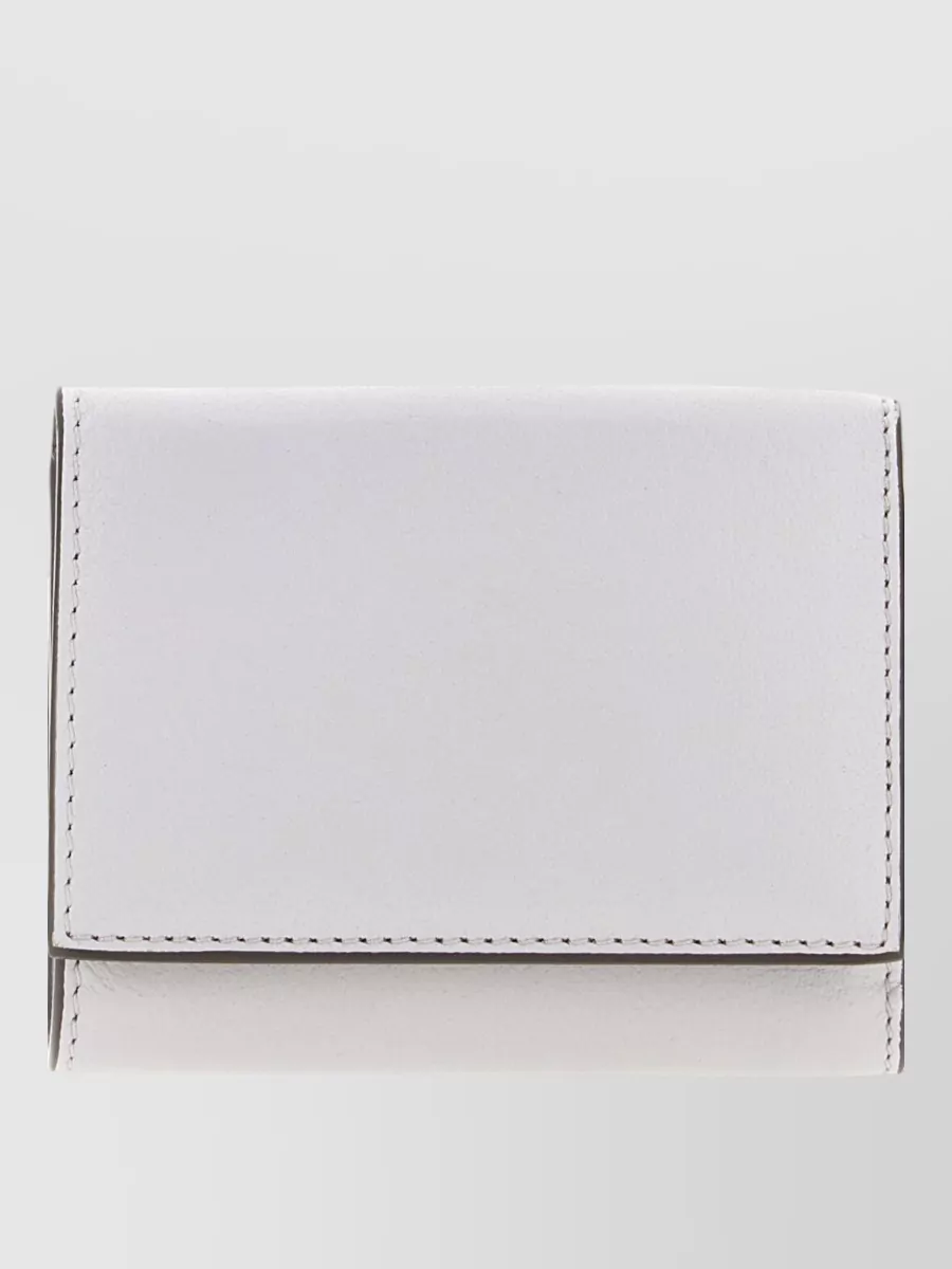 Chloé Leather Wallet Compact Design Foldover Flap In White