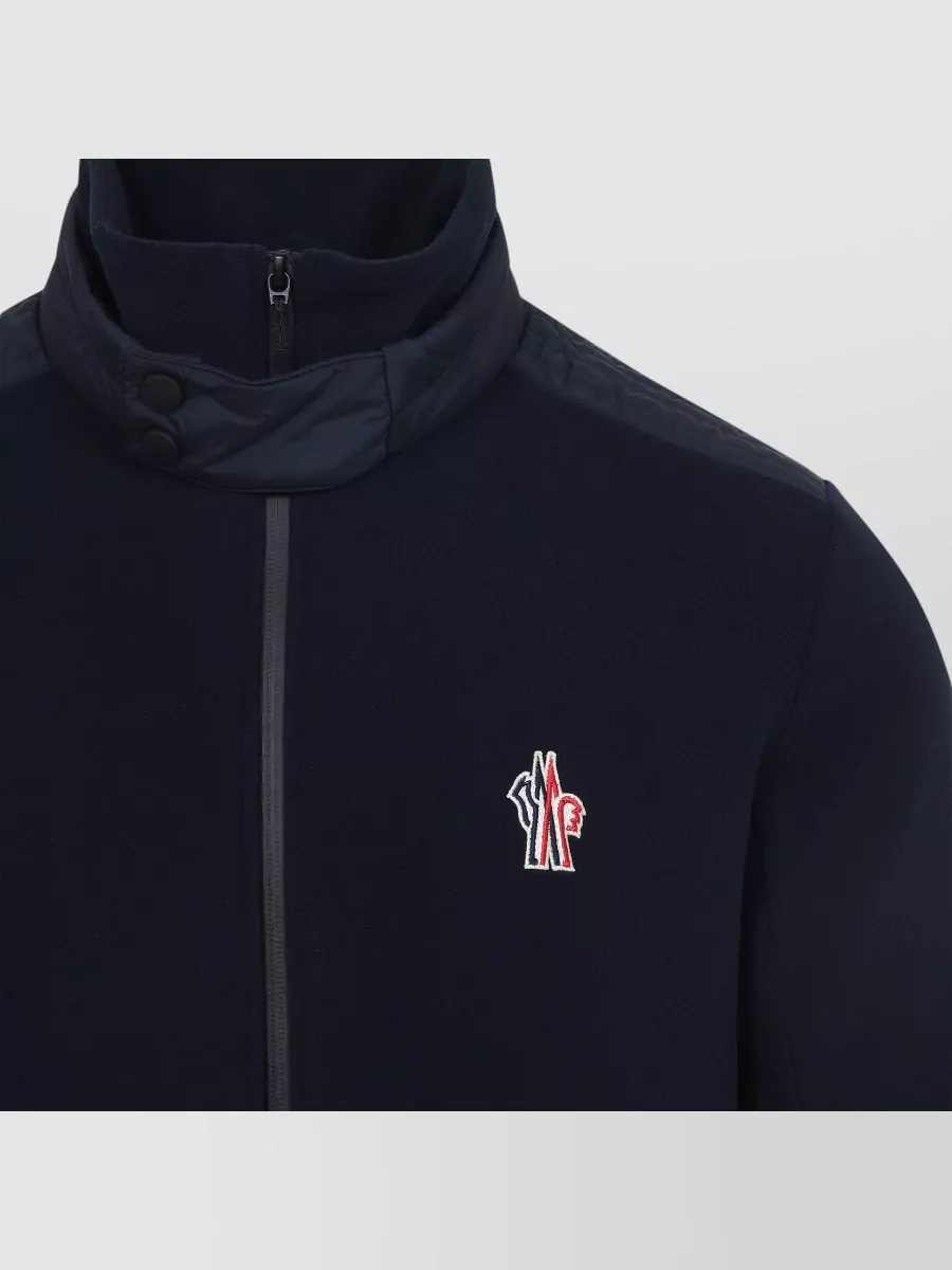 Moncler Grenoble High Collar Zip Cardigan Ribbed Cuffs