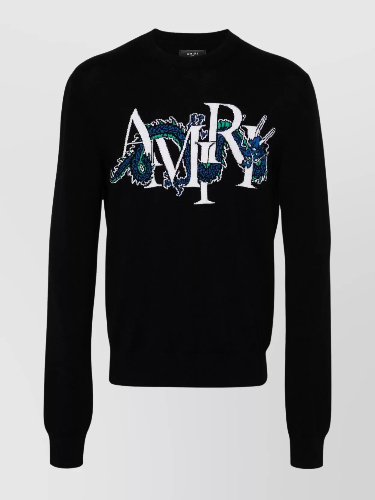 Shop Amiri Dragon Crewneck Sweater Featuring Ribbed Accents