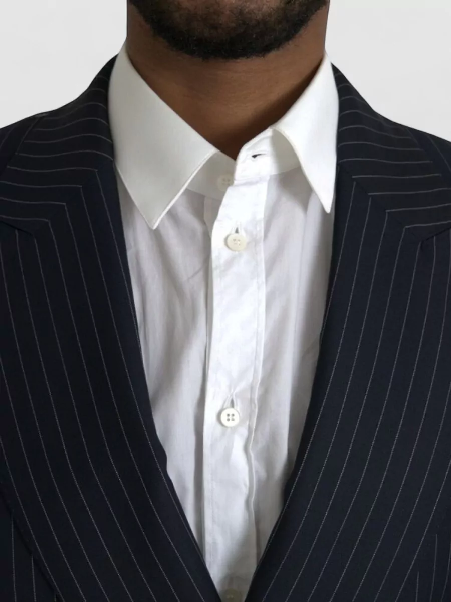 Dolce&Gabbana Wool Silk Pinstripe Double-Breasted Suit Jacket