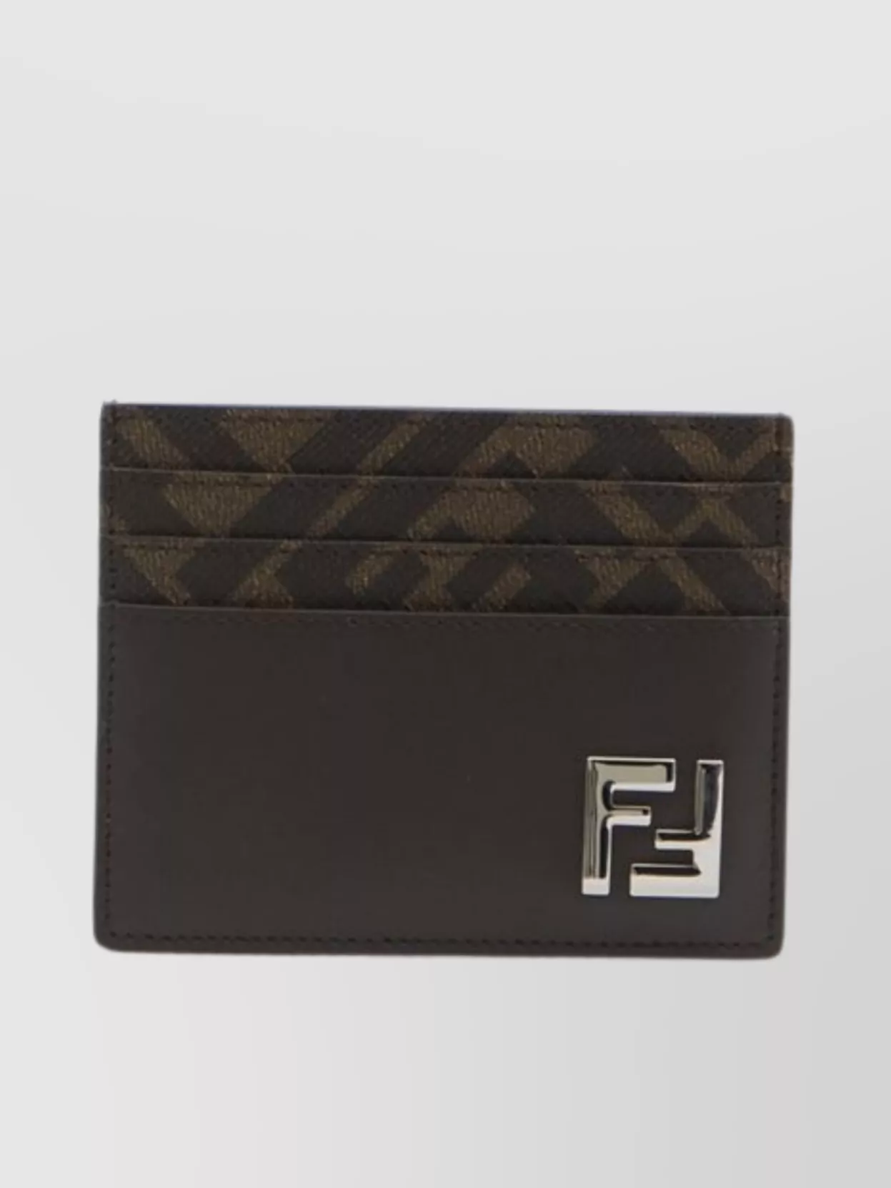 Fendi Compact Leather And Canvas Cardholder