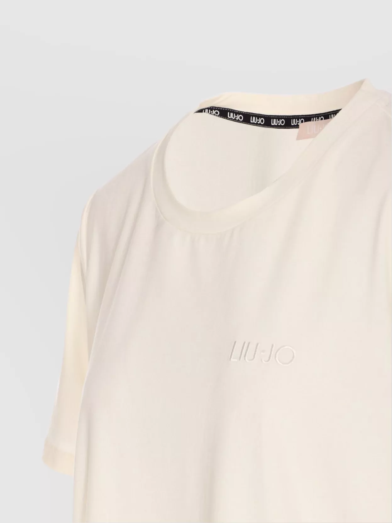 Shop Liu •jo Crewneck T-shirt With Side Buttons Split