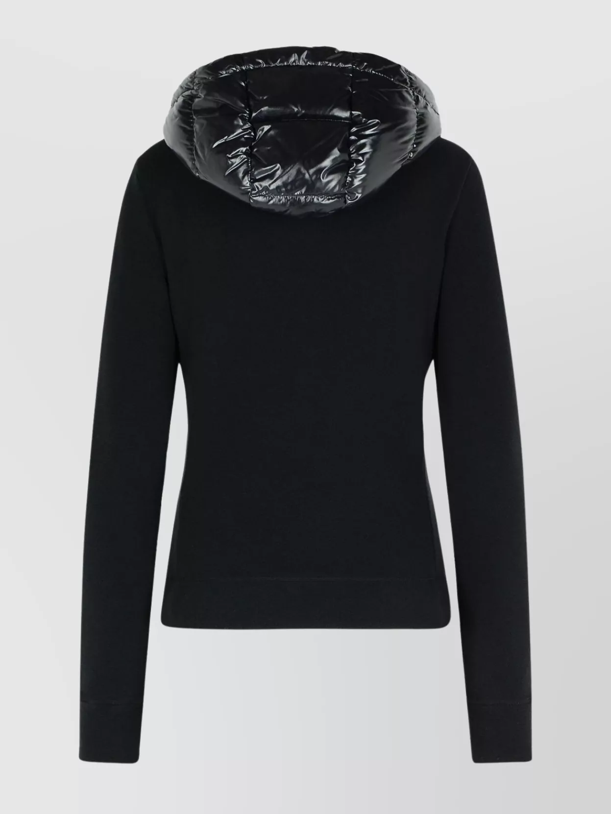 Moncler Quilted Fleece Jacket With Hood And Sleeves In Black
