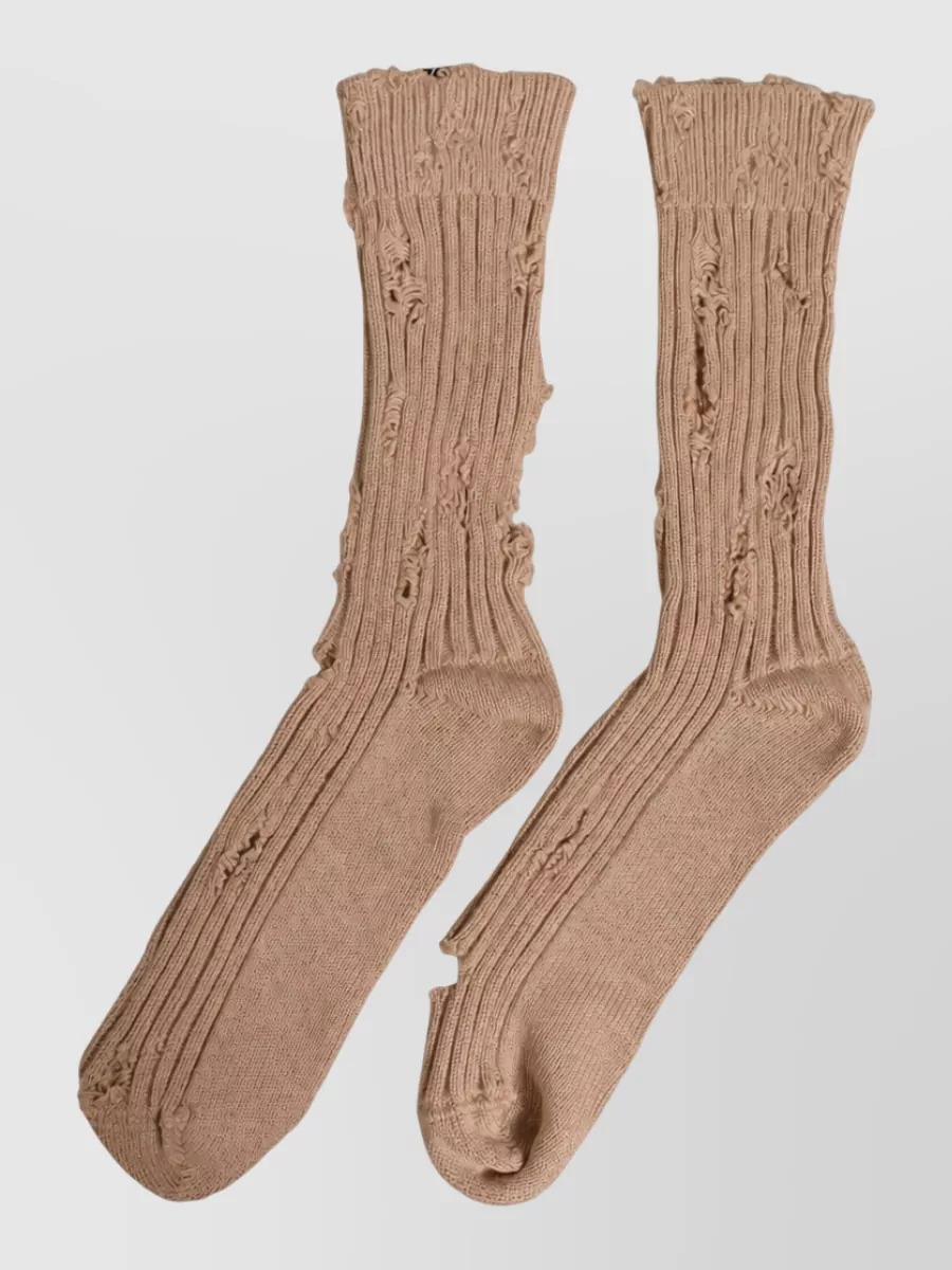 Dolce&Gabbana Cotton Distressed Mid Calf Socks