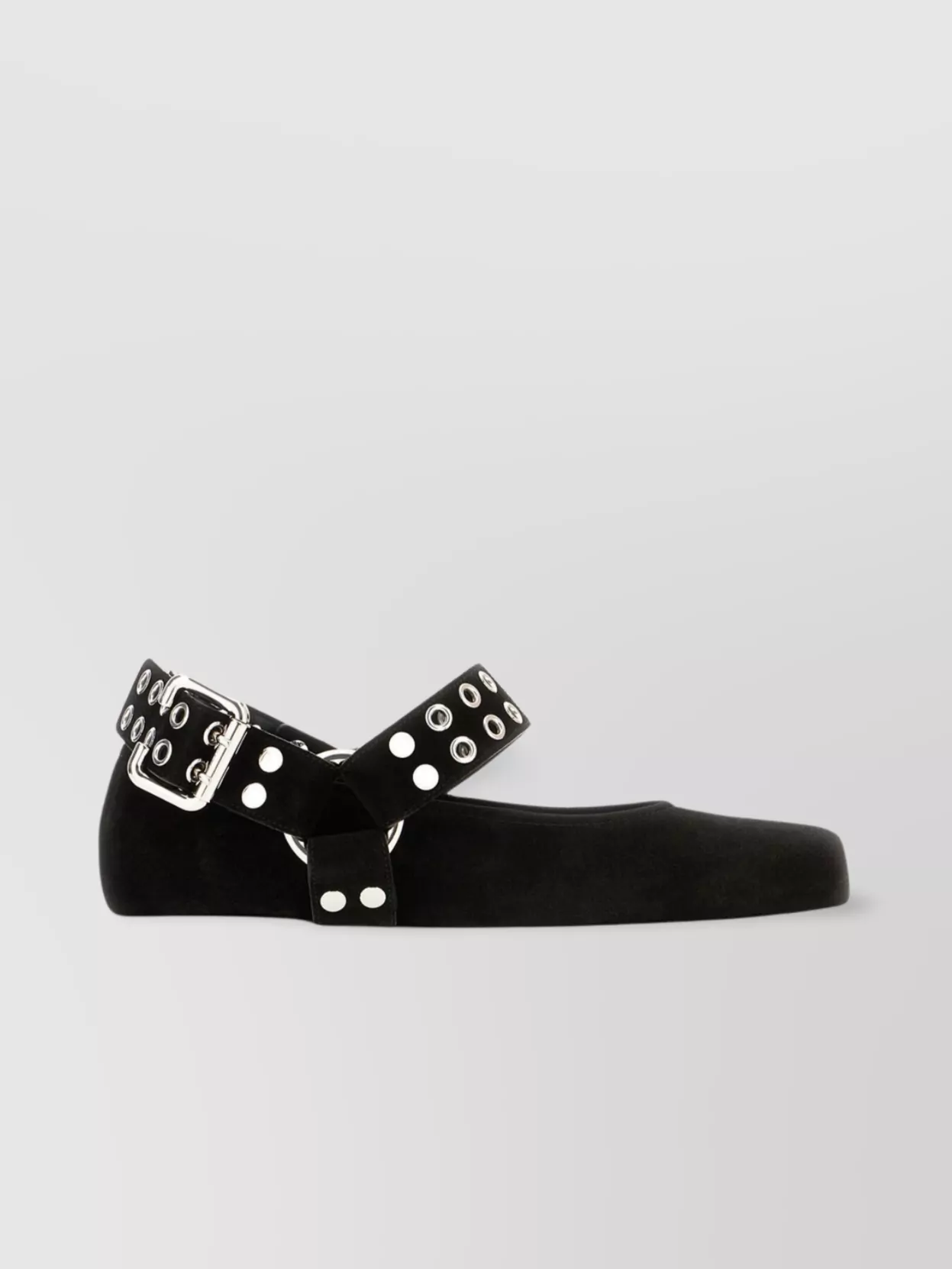 Alaïa Suede Ballerinas With Buckle Detail And Studded Strap
