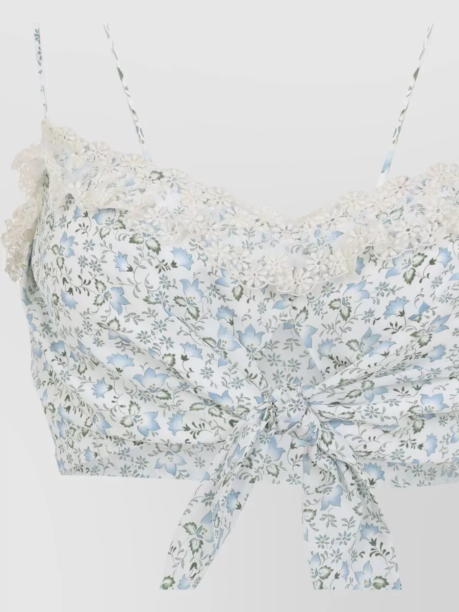 Ermanno Scervino Top Bow Detail Floral Pattern Lace