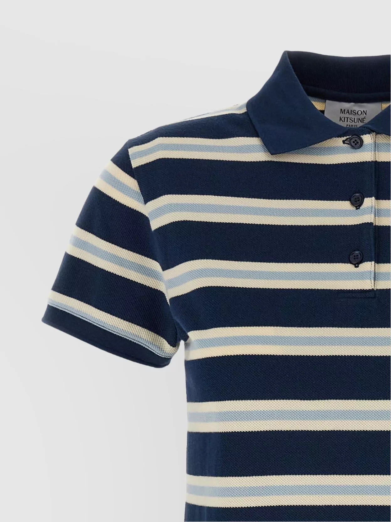 MAISON KITSUNÉ 'LITTLE FOX' STRIPED POLO SHIRT