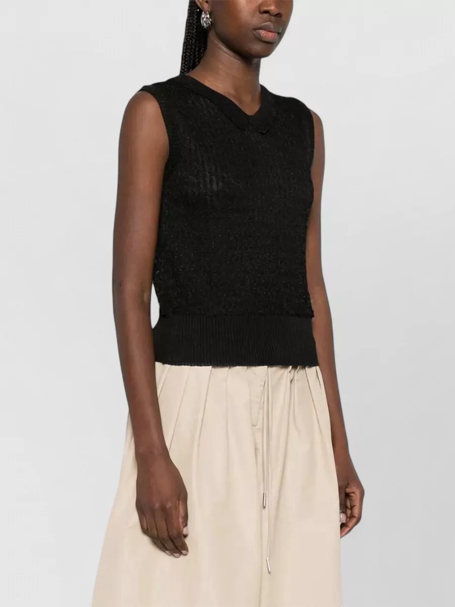 Maison Margiela Sleeveless Crewneck Knit Vest Sheer Texture
