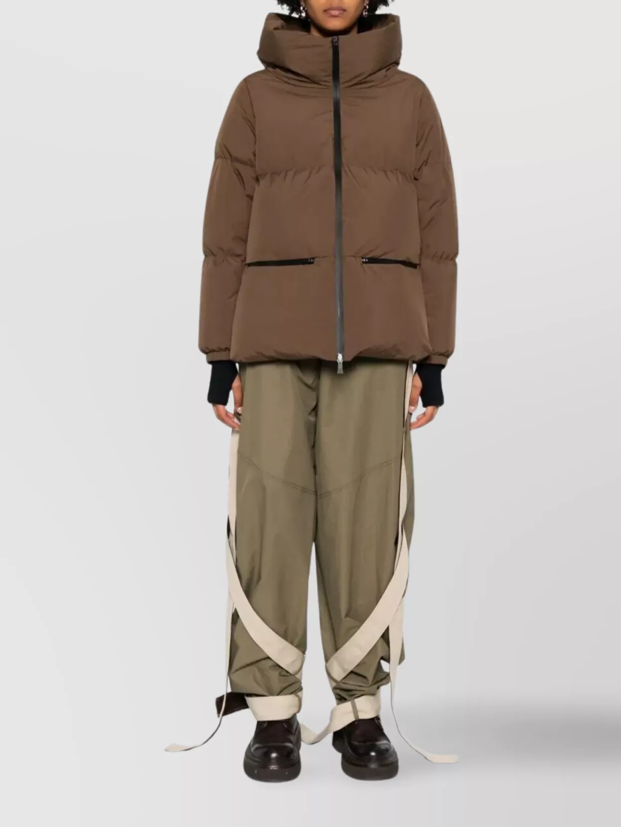 Herno 2layers Hooded Short Down Jacket Clothing In Brown