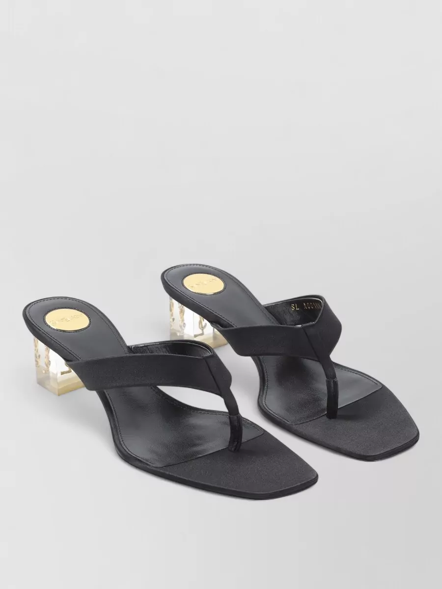 Saint Laurent leather satin thong mules