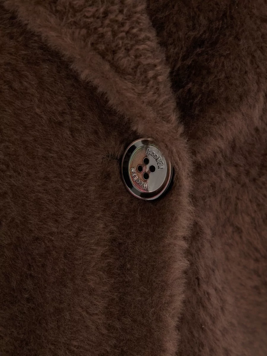Moorer Hooded Double Breasted Down Jacket Oversized In Brown