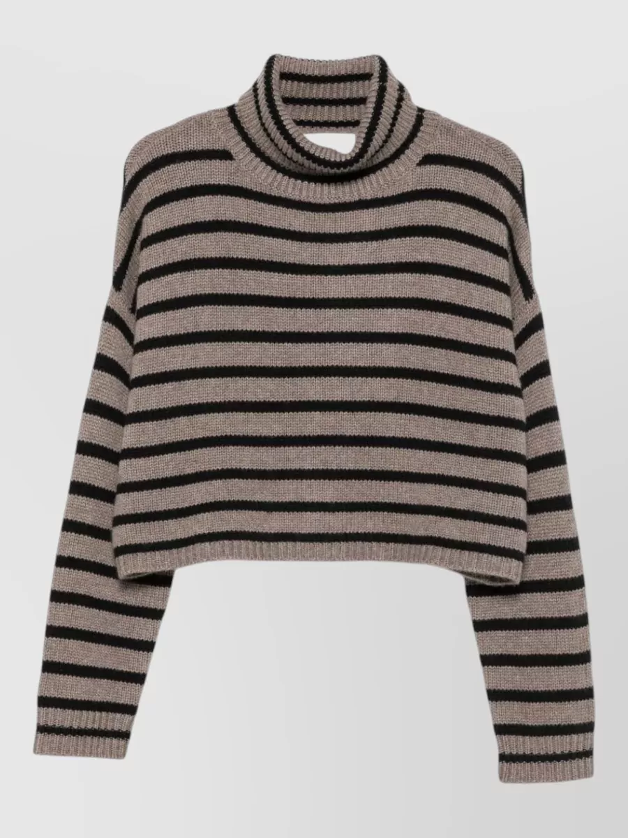Lisa Yang Striped ribbed cashmere turtleneck sweater