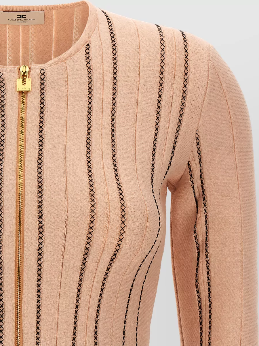 Elisabetta Franchi Fine-Knit Cropped Zip Cardigan