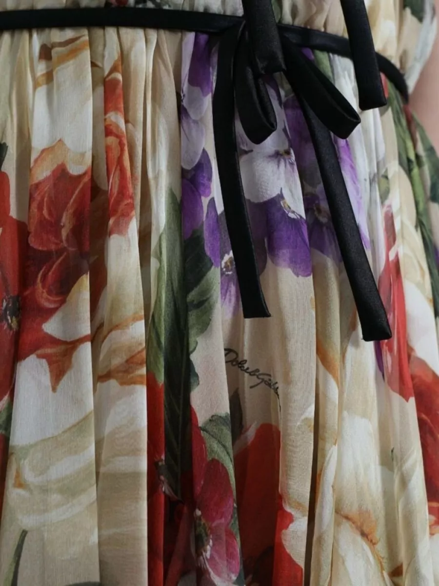 Dolce&Gabbana Silk Floral Sleeveless Knee-Length Dress