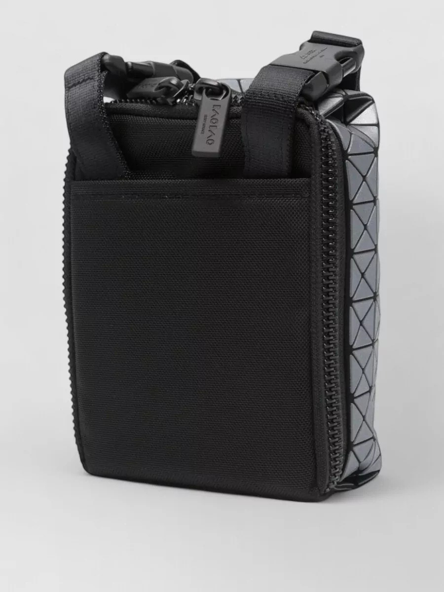 Bao Bao Issey Miyake Leather Shoulder Bag Geometric Pattern Strap