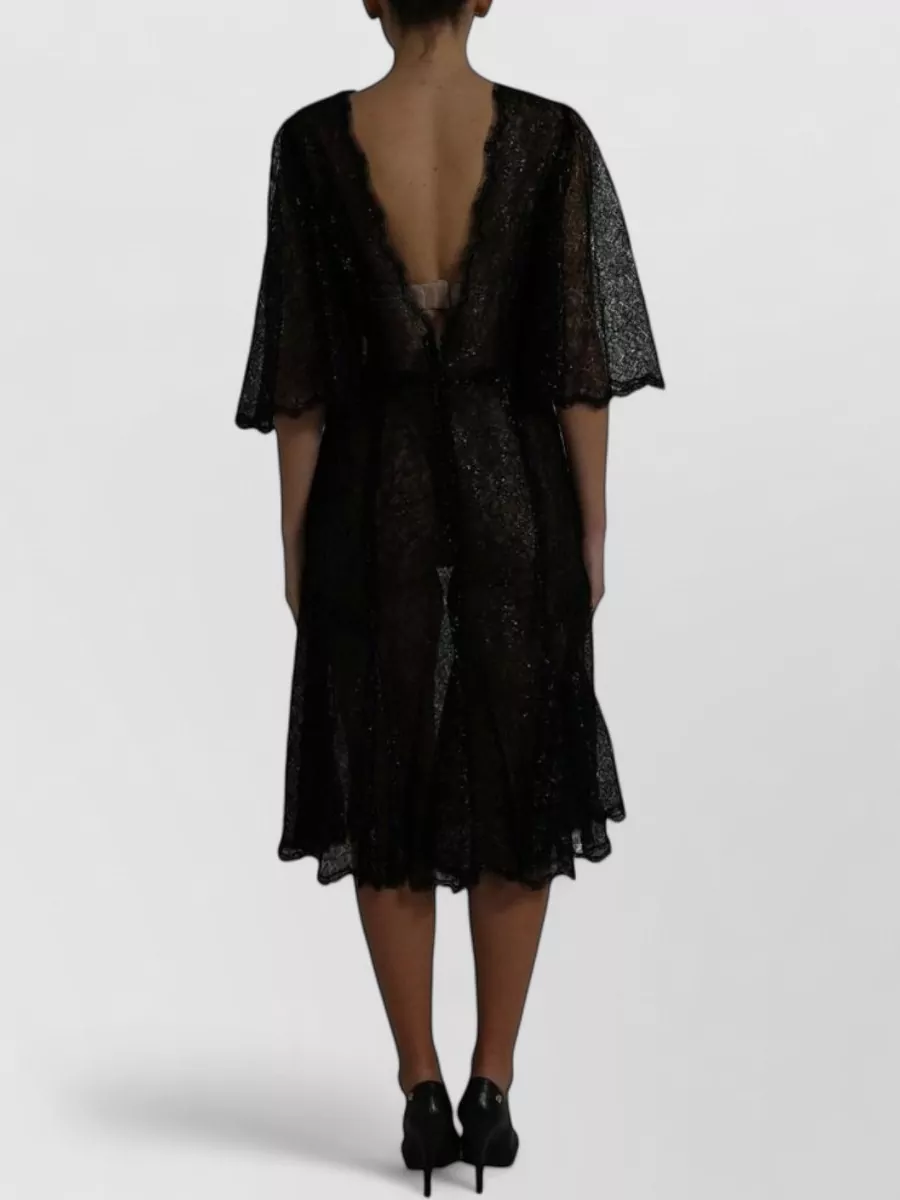 Dolce&Gabbana Floral Lace Sheer A-Line Midi Dress