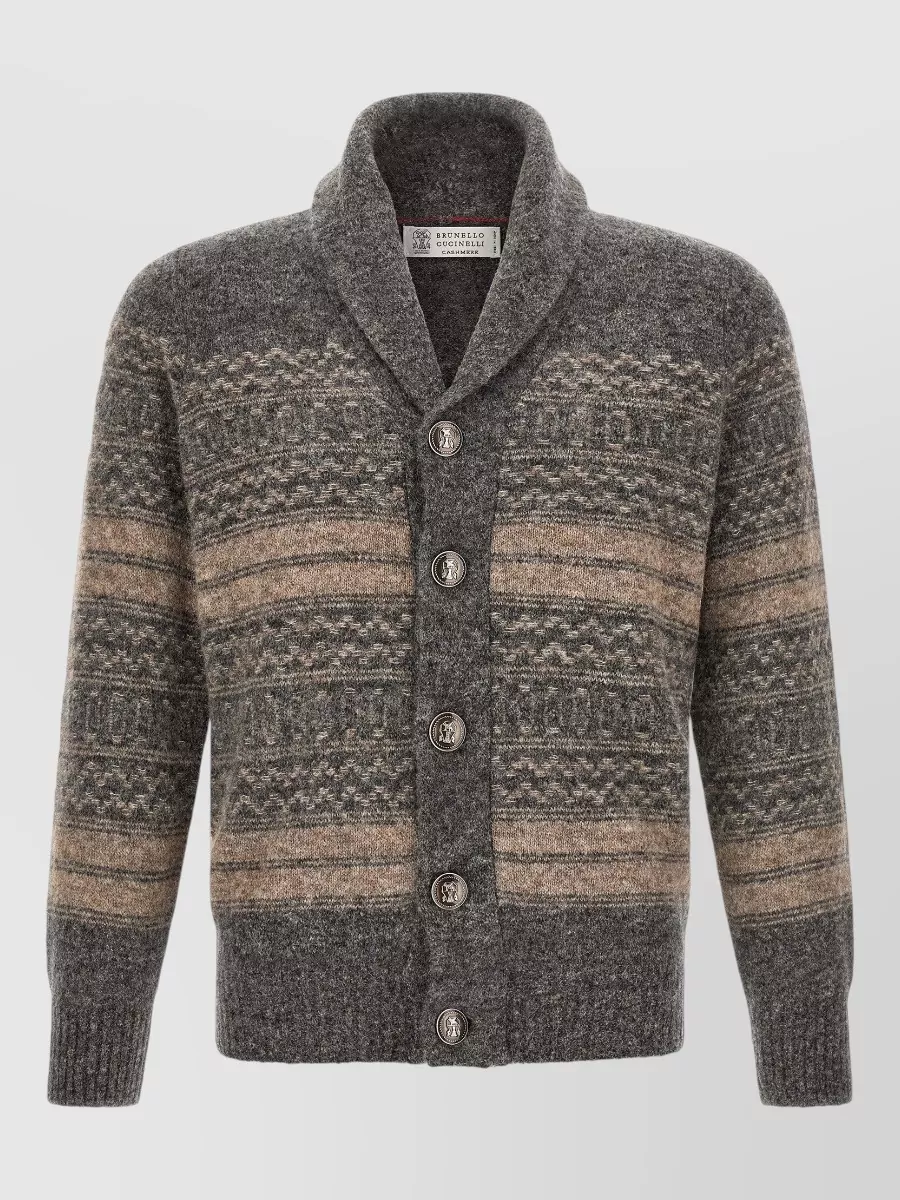 Brunello Cucinelli jacquard shawl neck cardigan