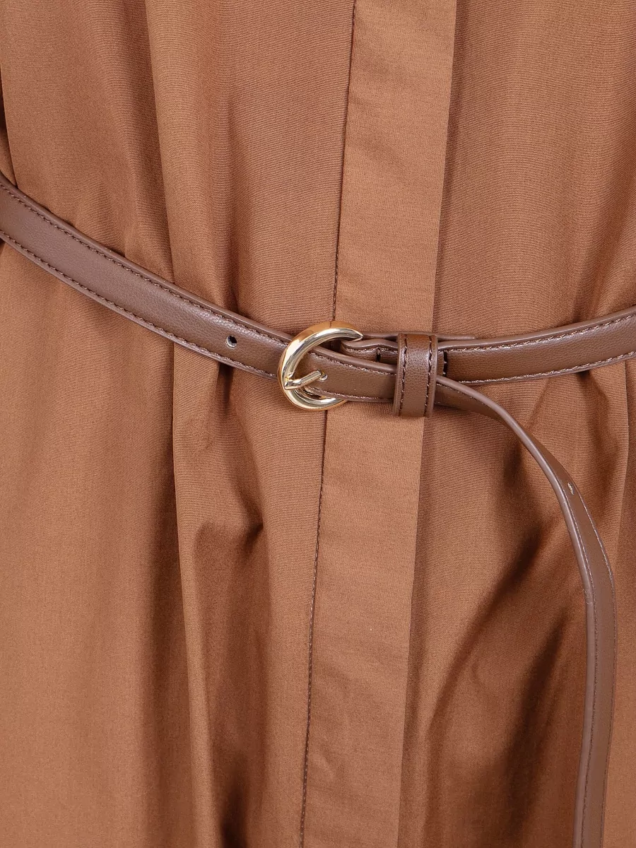 S Max Mara Cotton V-Neck Long-Sleeve Midi Shirt Dress