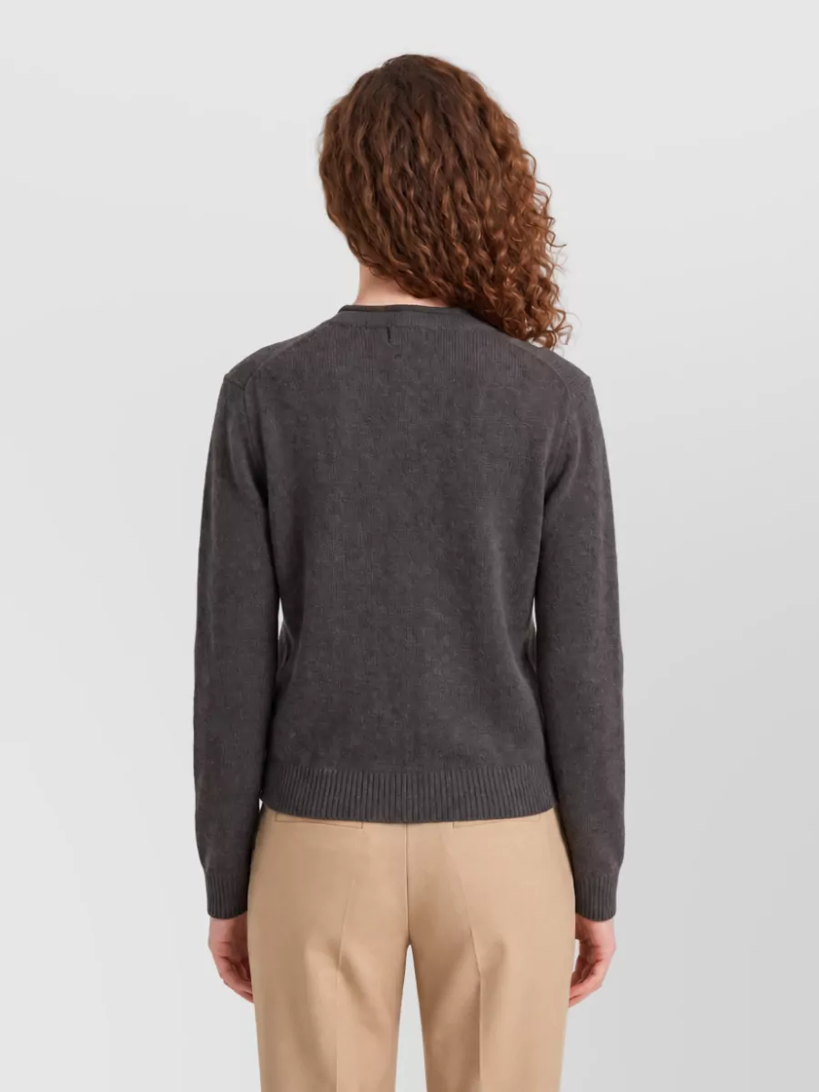 Lemaire Cashmere Ribbed Crew-Neck Long-Sleeve Cardigan